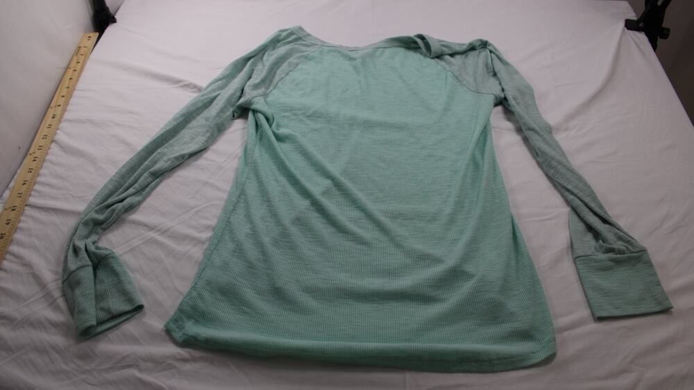 Knit Long Sleeve Top M Green Tunic Raglan Womens High-Low Bouse Top